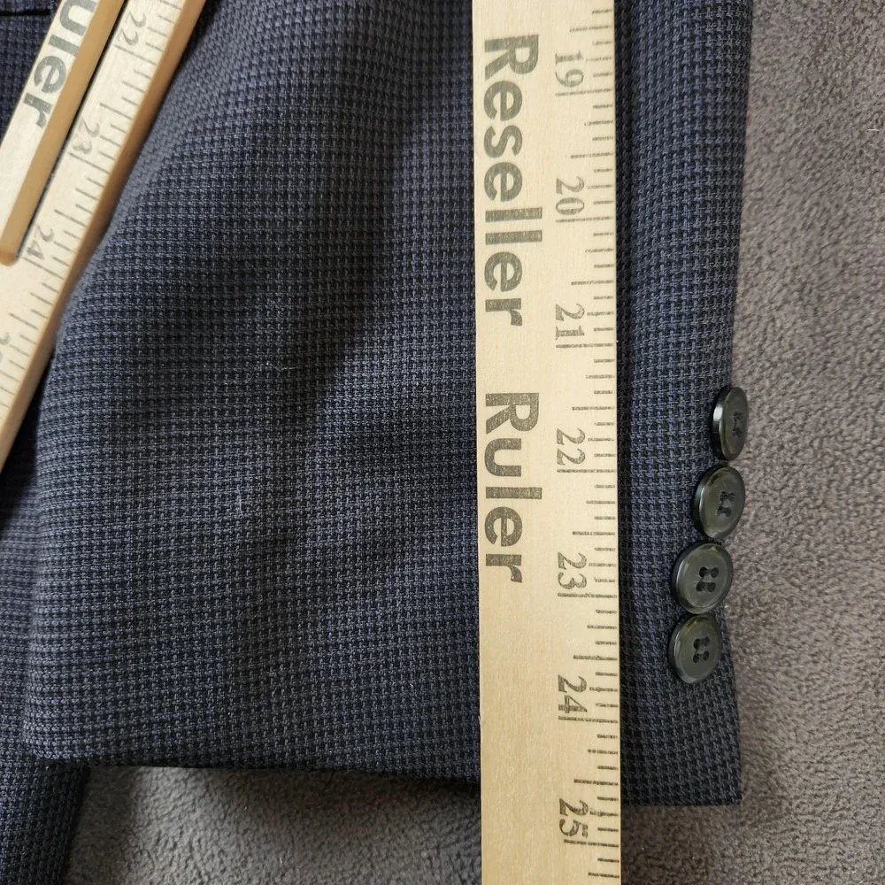 Jones New York Blazer Mens 42R Navy‎ Blue Wool 3 Button Micro Check Sport Coat